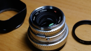 Carl Zeiss Planar C80mm F2.8 T*（クローム） メタルレンズシェード ちりめん塗装